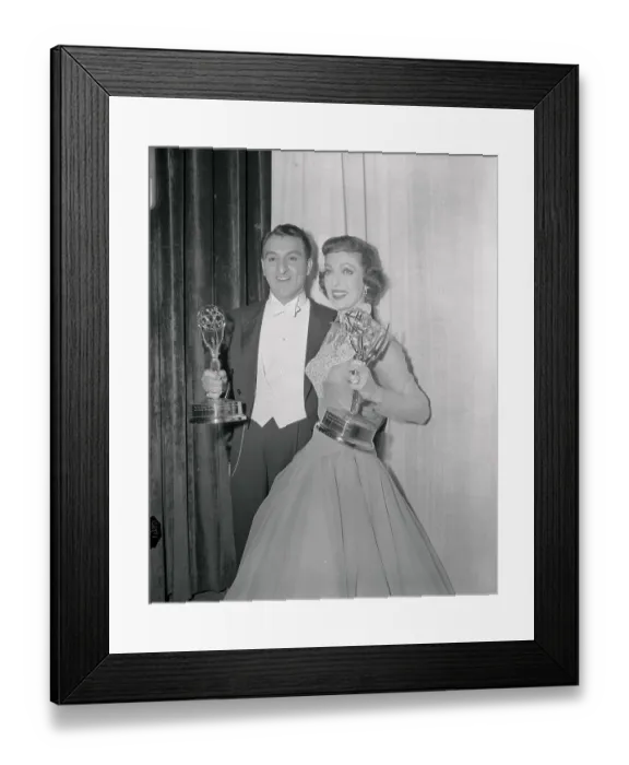 Framed Print : Loretta Young and Danny Thomas Holding Emmys Framed Print : Loretta Young and Danny Thomas Holding Emmys