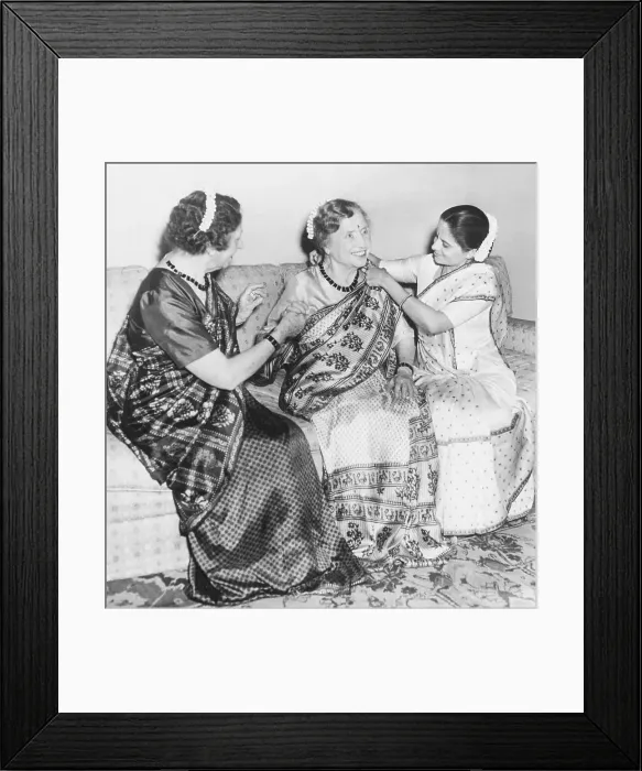 Framed Print : Women Arranging Helen Keller's Sari Framed Print : Women Arranging Helen Keller's Sari