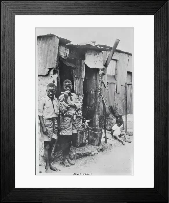 Framed Print : Children in Front of Dwelling Framed Print : Children in Front of Dwelling