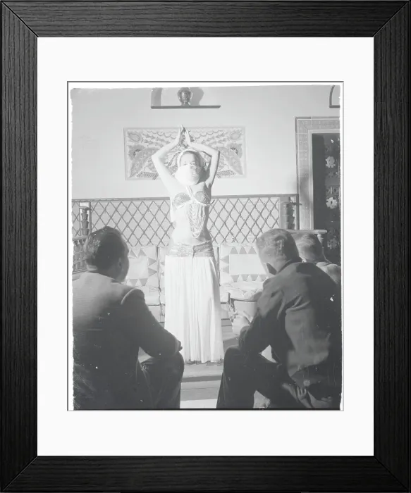 Framed Print : Belly Dancer Performing for Soldiers in Libyan Cafe Framed Print : Belly Dancer Performing for Soldiers in Libyan Cafe