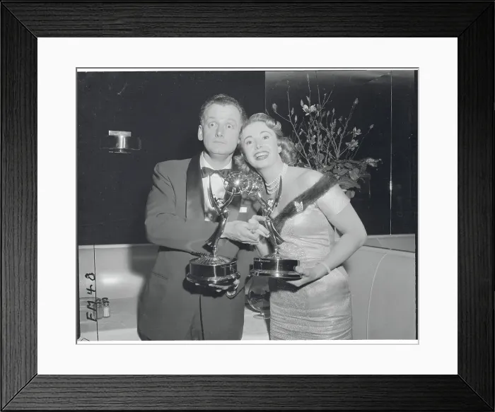 Framed Print : Art Carney and Audrey Meadows Holding Emmy Awards Framed Print : Art Carney and Audrey Meadows Holding Emmy Awards