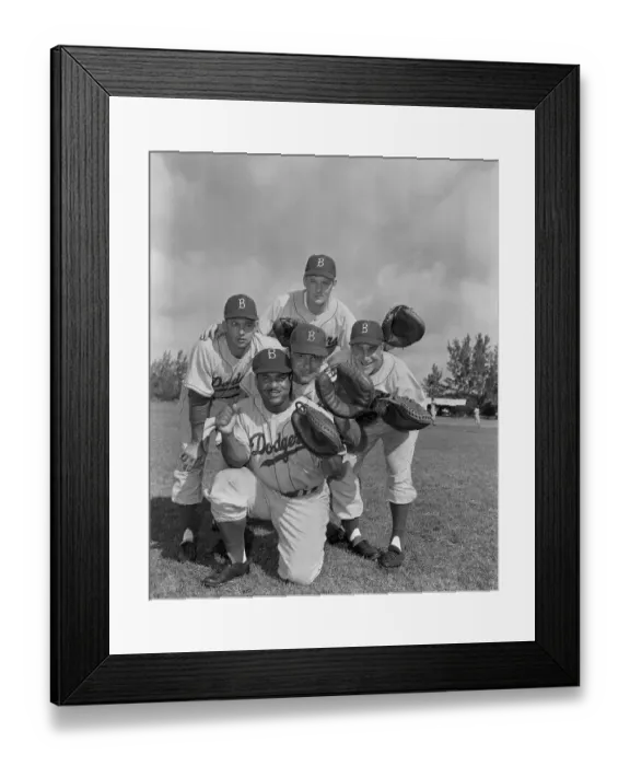 Framed Print : Roy Campanella Posing with Second String Catchers Framed Print : Roy Campanella Posing with Second String Catchers