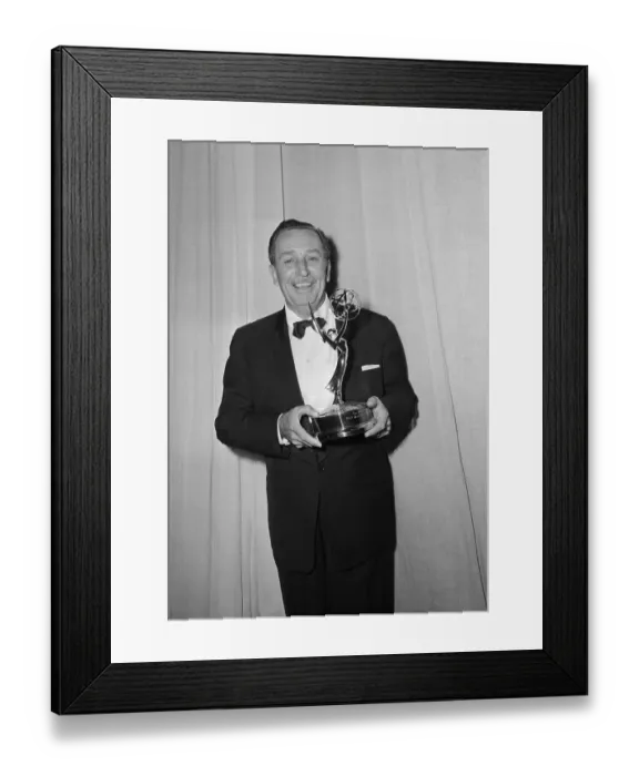 Framed Print : Walt Disney Holding Emmy Award Statue