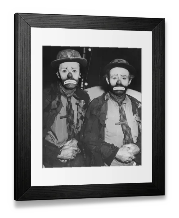 Framed Print : Henry Fonda and Emmett Kelly Dressed as Clowns Framed Print : Henry Fonda and Emmett Kelly Dressed as Clowns