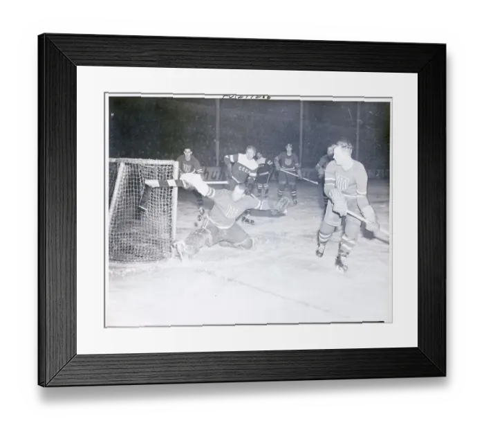 Framed Print : Goalie Blocking a Shot on Goal Framed Print : Goalie Blocking a Shot on Goal