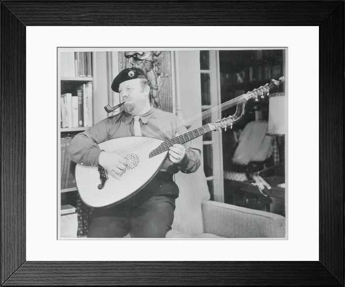 Framed Print : Burl Ives with Special String Instrument Framed Print : Burl Ives with Special String Instrument