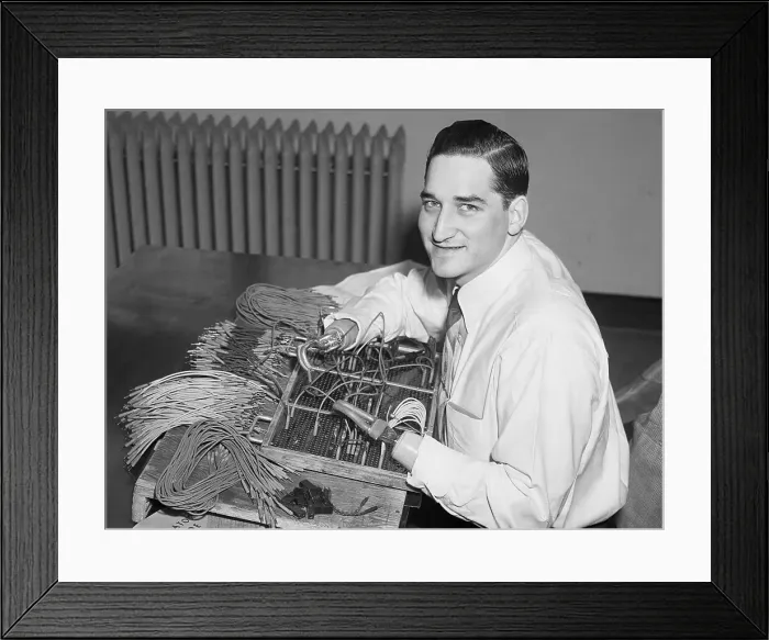 Framed Print : Amputee Robert Smith Wiring a Control Panel Framed Print : Amputee Robert Smith Wiring a Control Panel