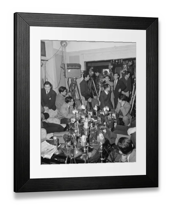 Framed Print : Journalists Waiting for Ichiro Hatoyama Framed Print : Journalists Waiting for Ichiro Hatoyama