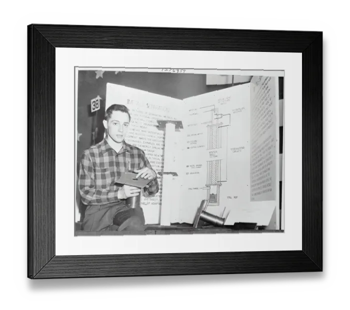 Framed Print : Student with His Science Display Framed Print : Student with His Science Display