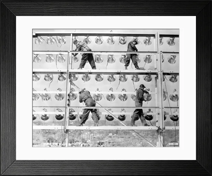 Framed Print : Men Working on Lighting Rigs Framed Print : Men Working on Lighting Rigs