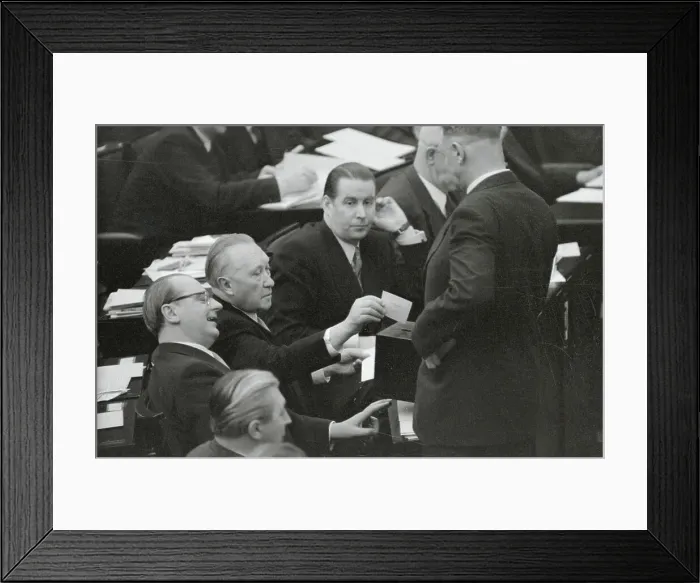 Framed Print : Konrad Adenauer Casting a Ballot Framed Print : Konrad Adenauer Casting a Ballot