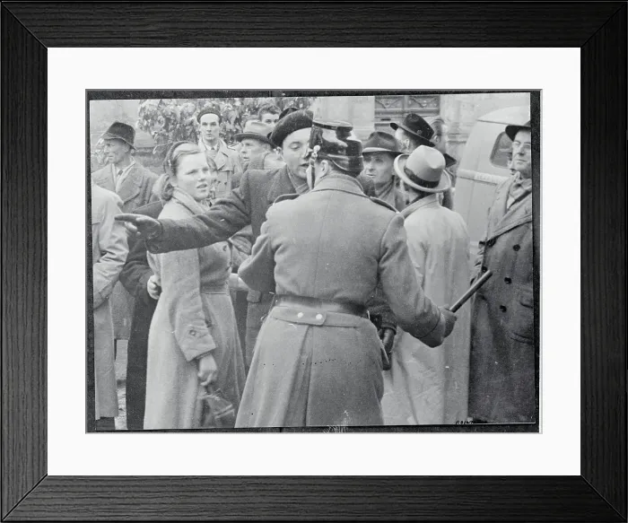 Framed Print : Police Holding Back Demonstrators Framed Print : Police Holding Back Demonstrators