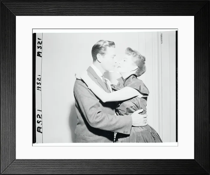 Framed Print : Dianne Foster Embracing a Gentlemen