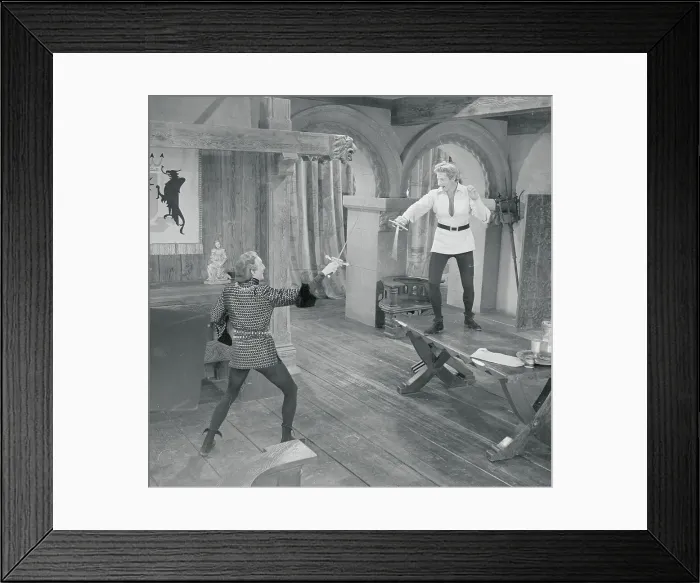 Framed Print : Basil Rathbone Fencing Against Danny Kaye Framed Print : Basil Rathbone Fencing Against Danny Kaye