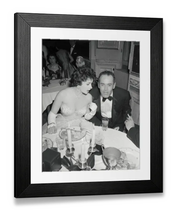 Framed Print : Gina Lollobrigida and Henry Fonda at Table Framed Print : Gina Lollobrigida and Henry Fonda at Table