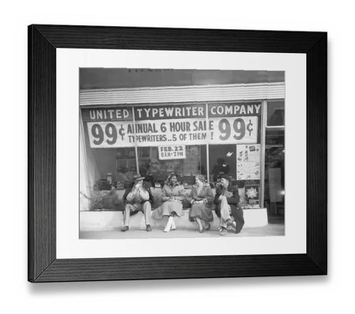 Framed Print : People Waiting Outside of a Store Framed Print : People Waiting Outside of a Store