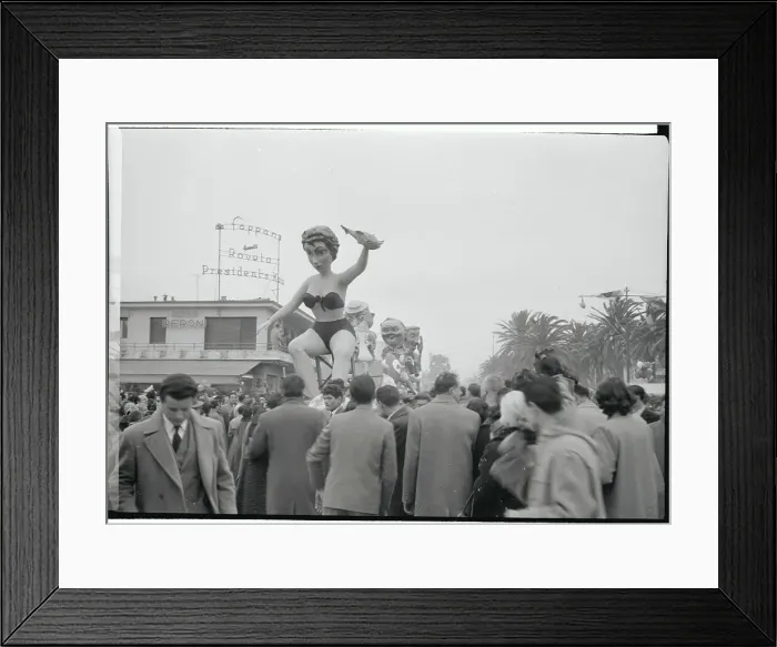 Framed Print : Men Gathering Around a Paper-Mache Float