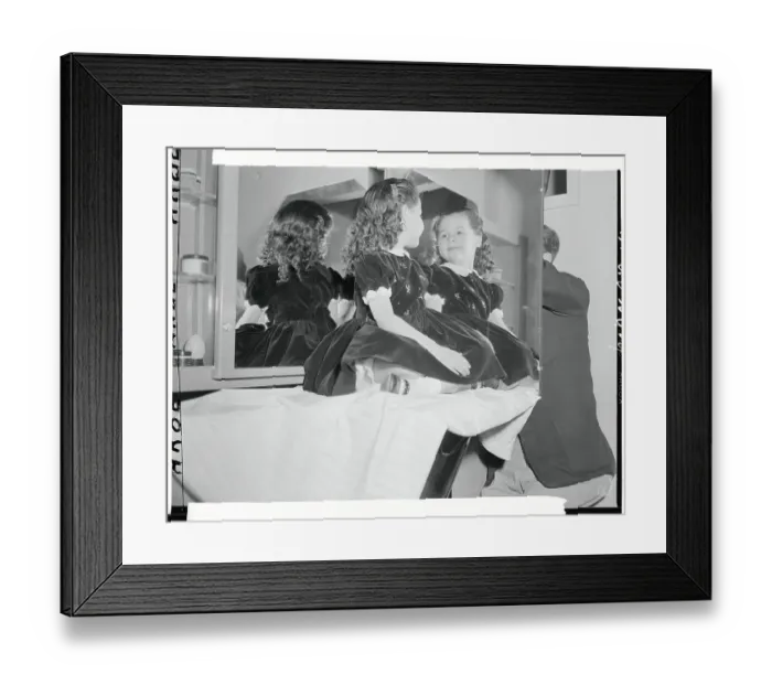 Framed Print : Girl Looking at Her Reflection