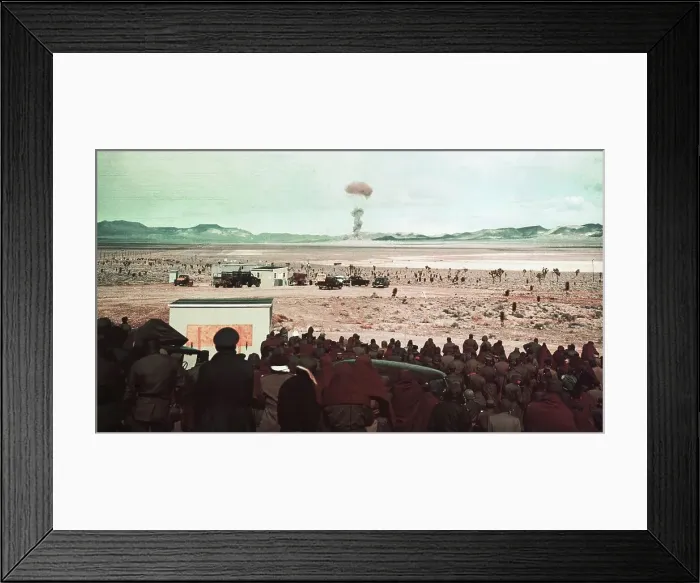 Framed Print : Soldiers Watching Atom Bomb Explosion Framed Print : Soldiers Watching Atom Bomb Explosion