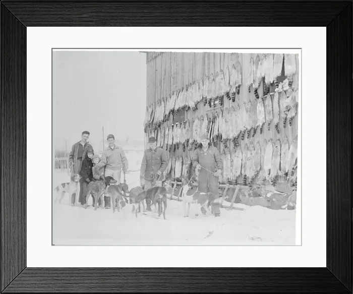 Framed Print : Men with Coon Furs Framed Print : Men with Coon Furs