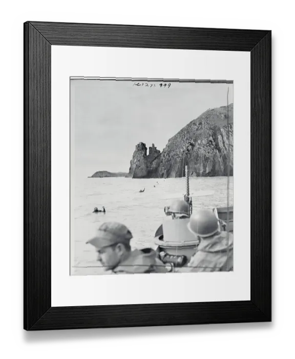 Framed Print : Frogmen Watched by Navy Craft Framed Print : Frogmen Watched by Navy Craft