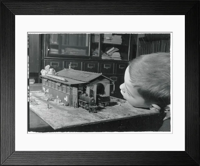 Framed Print : Boy with Toy Building Framed Print : Boy with Toy Building