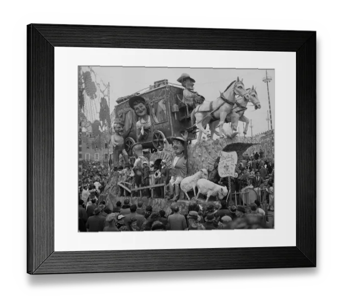 Framed Print : Gypsy Float Passing Crowd During Carnival in Nice Framed Print : Gypsy Float Passing Crowd During Carnival in Nice
