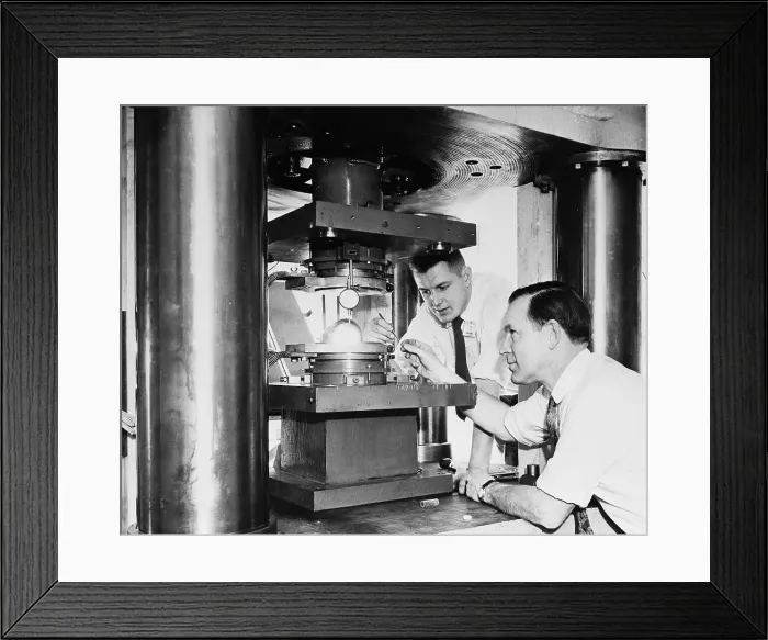 Framed Print : Scientists Operating a Device Used to Make Diamonds Framed Print : Scientists Operating a Device Used to Make Diamonds