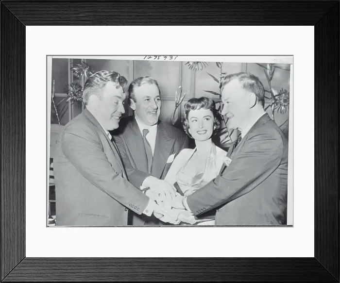 Framed Print : Donna Reed Participating in Four Way Handshake Framed Print : Donna Reed Participating in Four Way Handshake