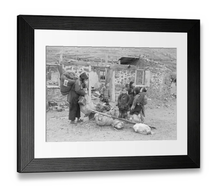 Framed Print : Tachen Islands Family Abandoning Home Framed Print : Tachen Islands Family Abandoning Home