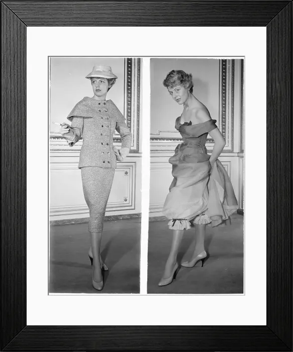 Framed Print : Model Holding up Her Dress to Reveal Petticoat Framed Print : Model Holding up Her Dress to Reveal Petticoat