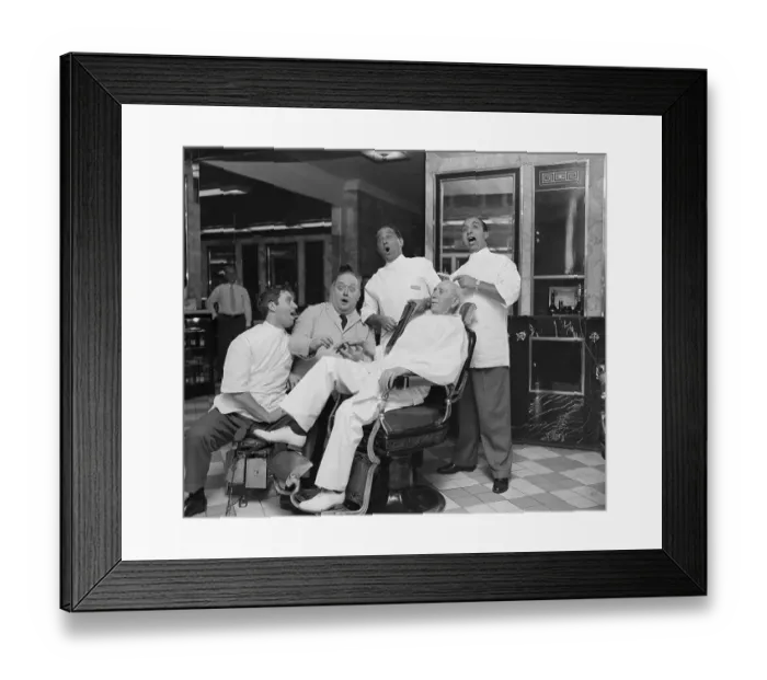 Framed Print : Met Quartet Servicing Barber Shop Owner Framed Print : Met Quartet Servicing Barber Shop Owner