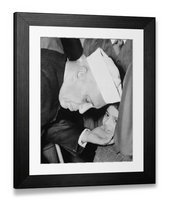 Framed Print : Jawaharlal Nehru Talking to a Young Girl Framed Print : Jawaharlal Nehru Talking to a Young Girl