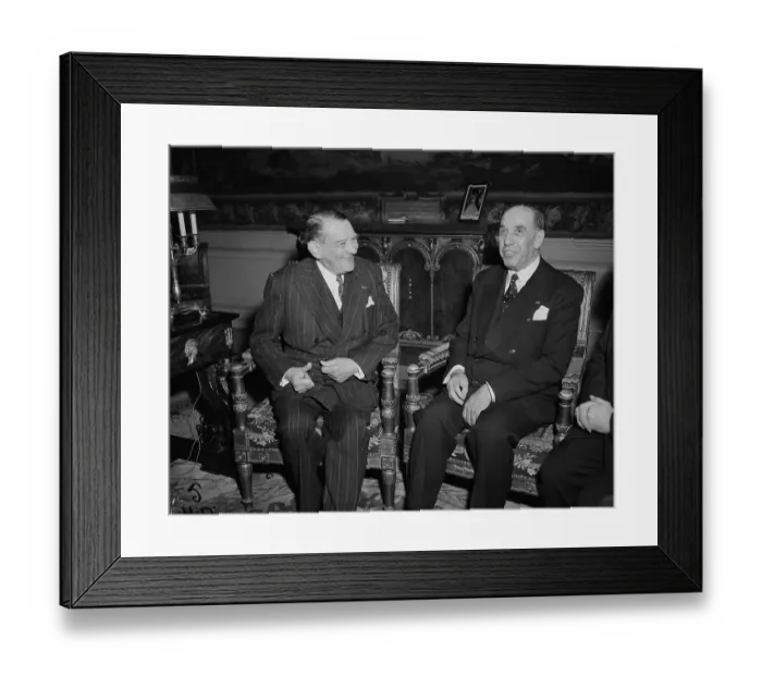 Framed Print : Rene Coty Speaking with Tahar Ben Ammar Framed Print : Rene Coty Speaking with Tahar Ben Ammar