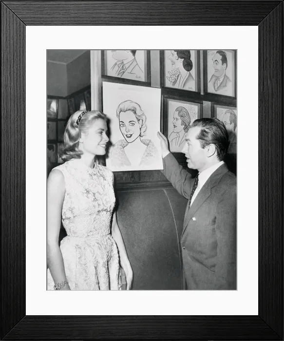 Framed Print : Don Bevan Showing Caricature of Grace Kelly Framed Print : Don Bevan Showing Caricature of Grace Kelly