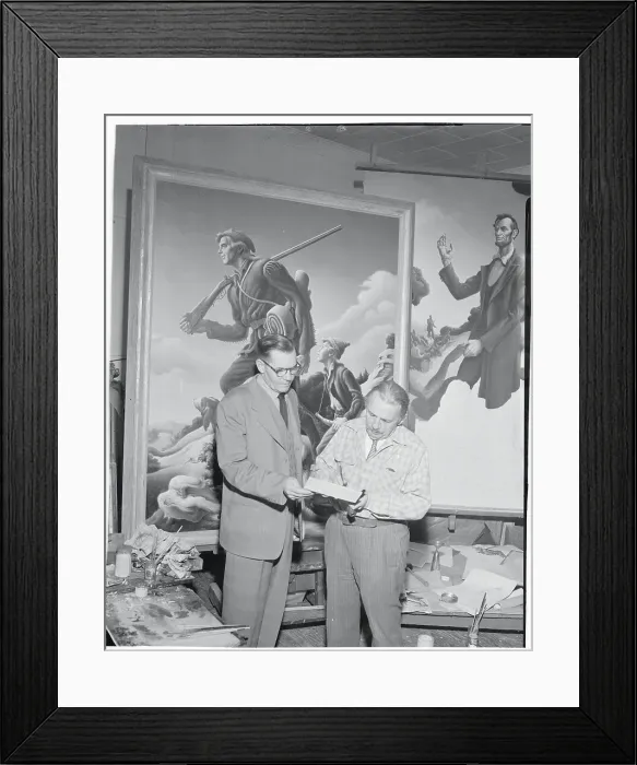 Framed Print : Thomas Benton Signing an Insurance Policy Framed Print : Thomas Benton Signing an Insurance Policy
