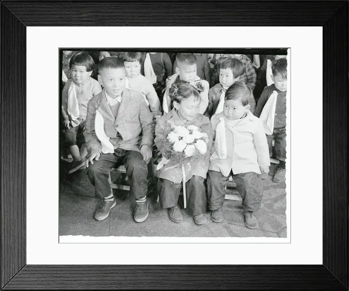 Framed Print : Orphans Waiting with a Bouquet of Flowers Framed Print : Orphans Waiting with a Bouquet of Flowers