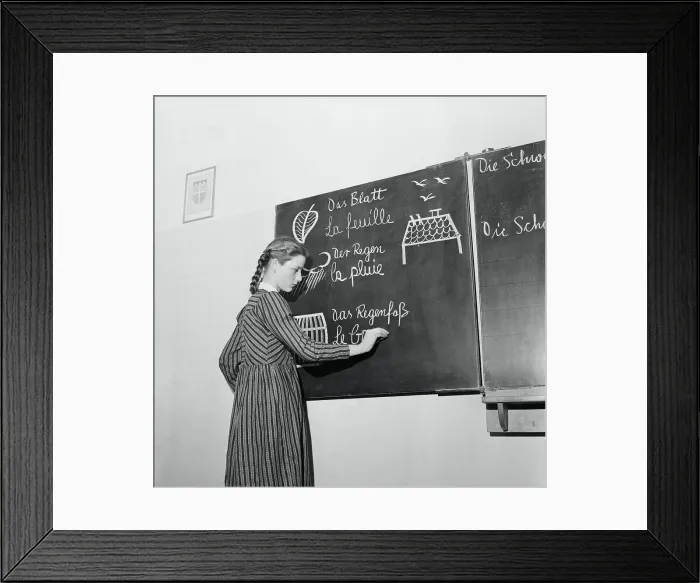Framed Print : Girl Learning German and French Framed Print : Girl Learning German and French