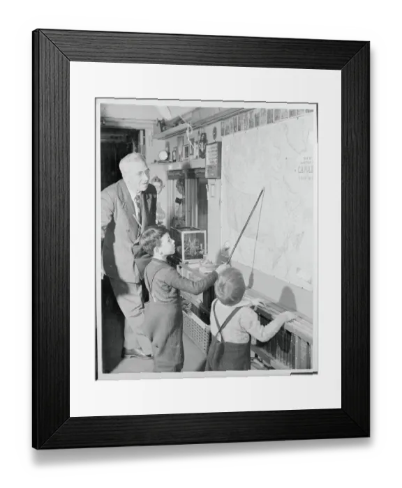 Framed Print : Fred Sloman Teaching Students at Blackboard Framed Print : Fred Sloman Teaching Students at Blackboard