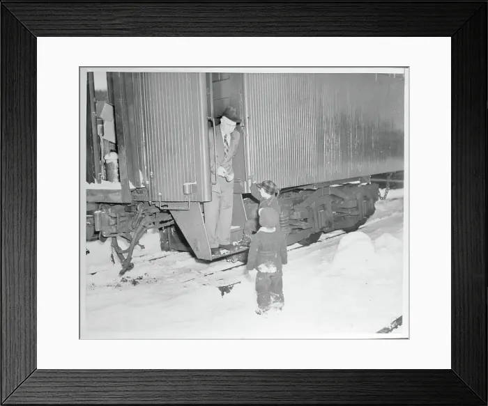 Framed Print : Students Standing at Train for School on Wheels Framed Print : Students Standing at Train for School on Wheels