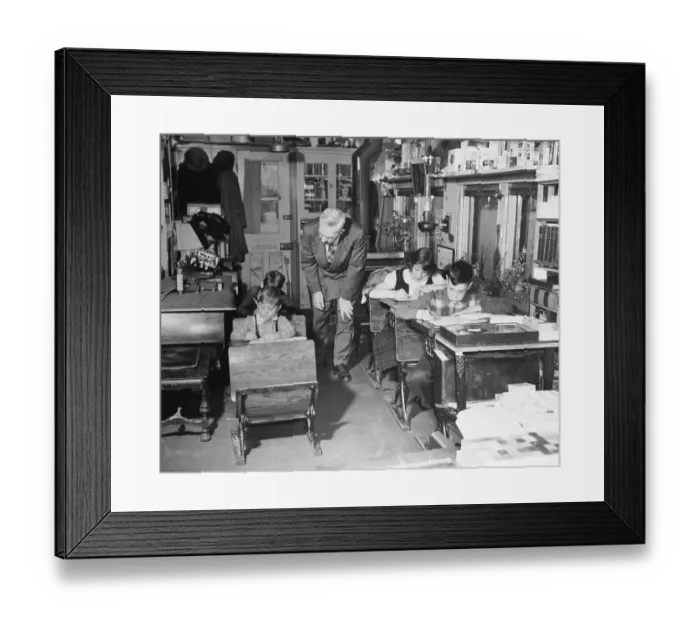 Framed Print : Rural Canadian Children Taught in Fred Sloman's Train Car Framed Print : Rural Canadian Children Taught in Fred Sloman's Train Car