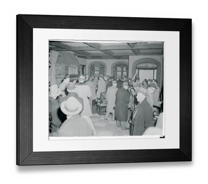 Framed Print : Newsmen Standing Inside Serge Rubinstein's Home Framed Print : Newsmen Standing Inside Serge Rubinstein's Home