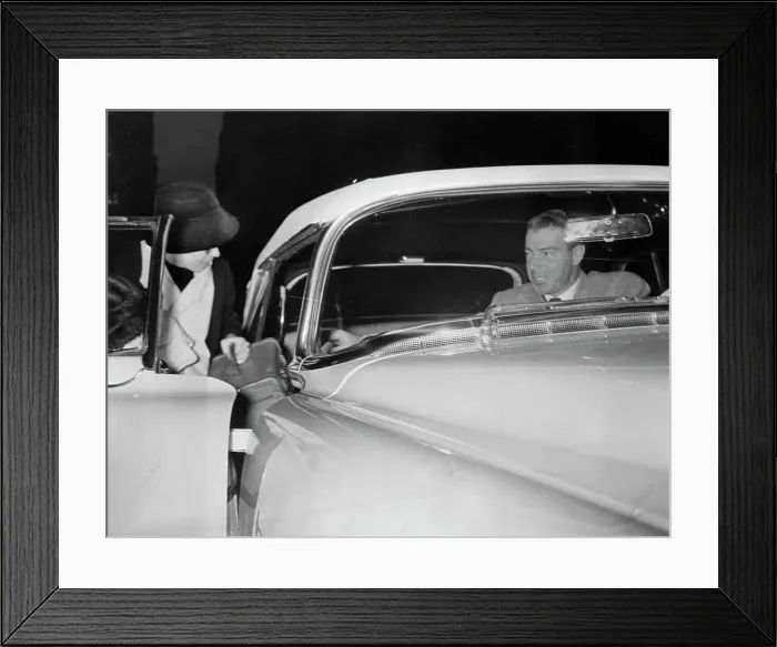 Framed Print : Marilyn Monroe Exiting Joe DiMaggio's Car Framed Print : Marilyn Monroe Exiting Joe DiMaggio's Car