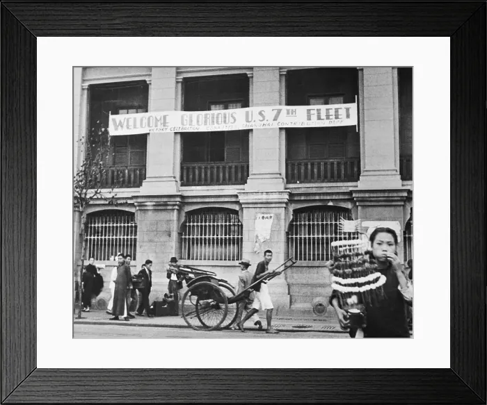 Framed Print : Large Political Banner Hanging on Building Front Framed Print : Large Political Banner Hanging on Building Front
