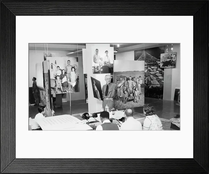 Framed Print : Steichen Installing Photographic Exhibition Framed Print : Steichen Installing Photographic Exhibition