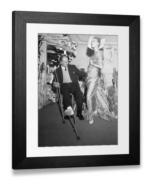 Framed Print : Pierre Balmain Creating Dress for 1955 Spring Fashion Show Framed Print : Pierre Balmain Creating Dress for 1955 Spring Fashion Show