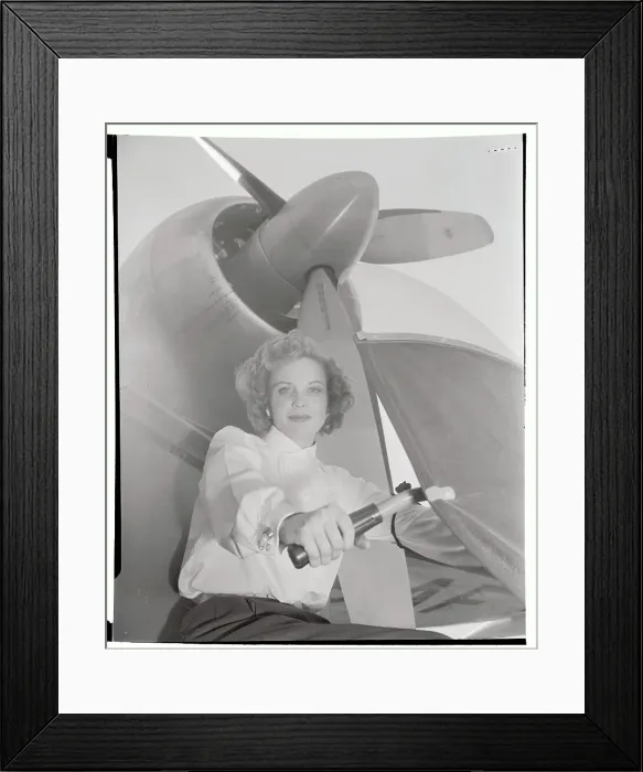Framed Print : Doris Berger Posing by Plane Propeller Framed Print : Doris Berger Posing by Plane Propeller