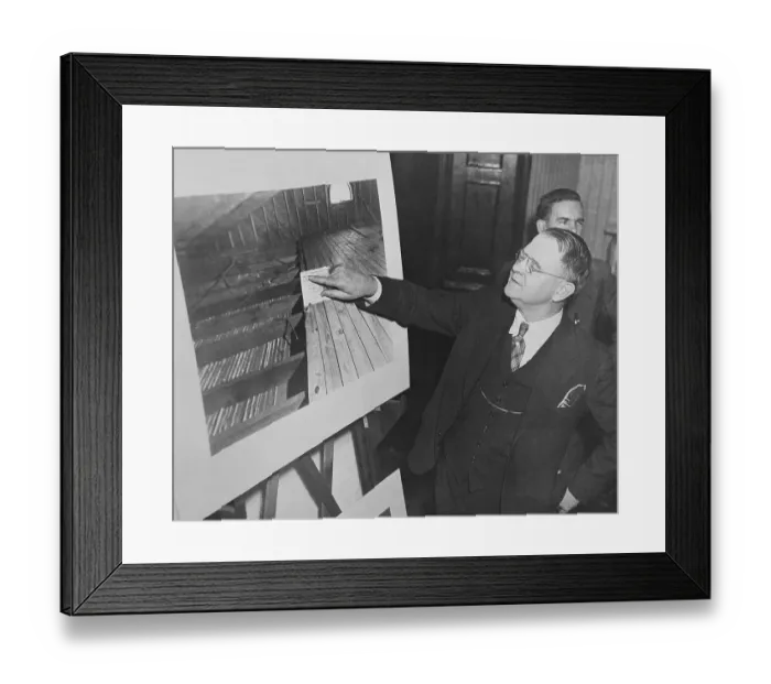 Framed Print : Defense Lawyer with Lindbergh Kidnapping Evidence Framed Print : Defense Lawyer with Lindbergh Kidnapping Evidence