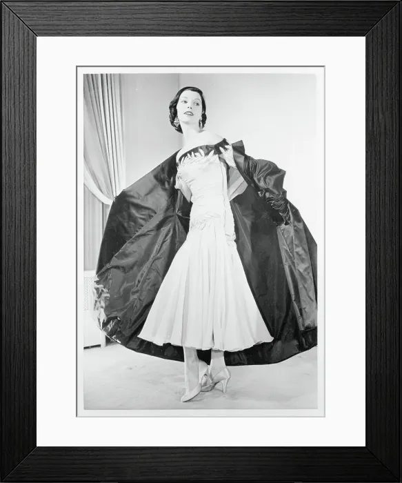 Framed Print : Female Model Wearing Dress With Long Jacket Framed Print : Female Model Wearing Dress With Long Jacket