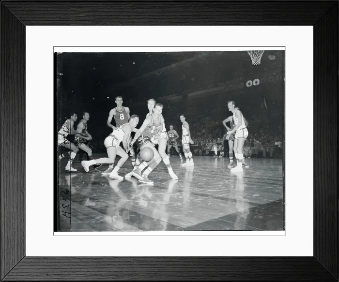 Framed Print : Basketball Players Scrambling for the Ball Framed Print : Basketball Players Scrambling for the Ball